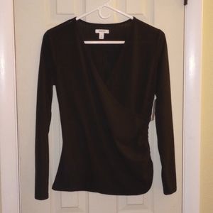Nine West Ribbed Fashion Top Black Medium